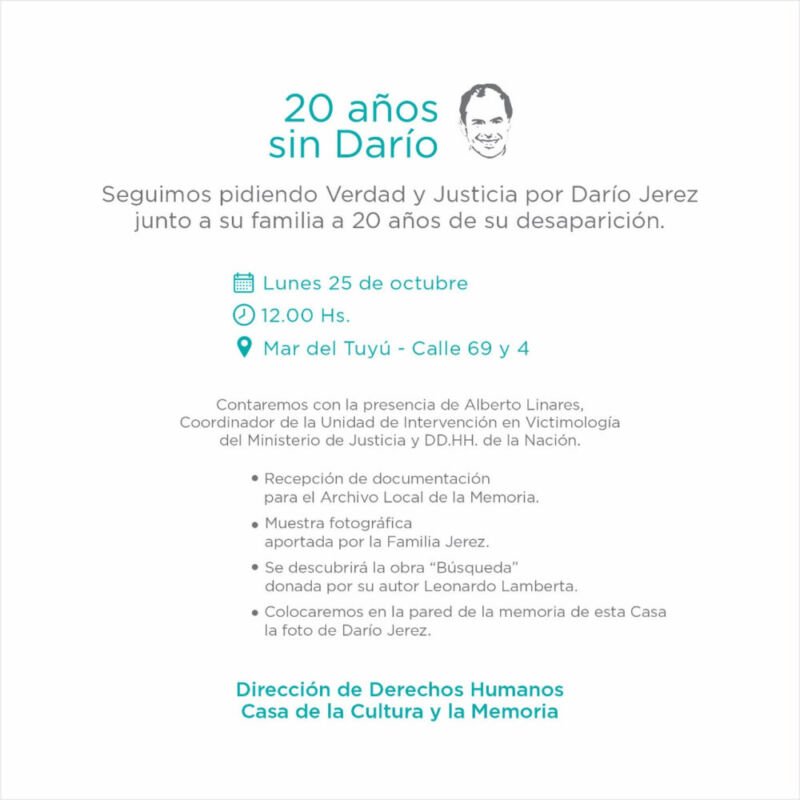 Se realiza acto para recordar 20 años de la desaparición de Darío Jerez
