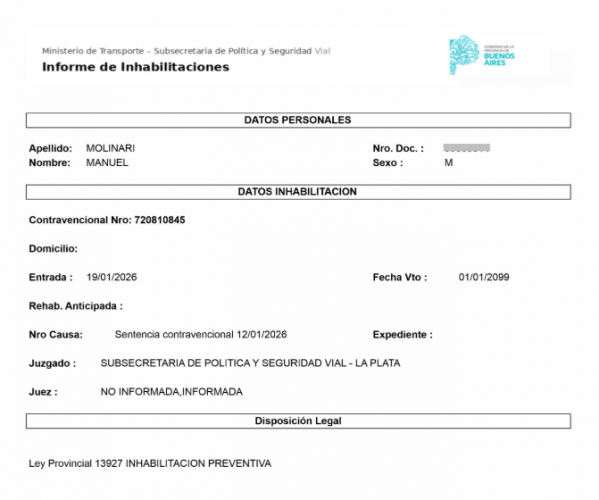 Transporte confirmó la inhabilitación de los conductores del caso Bastián