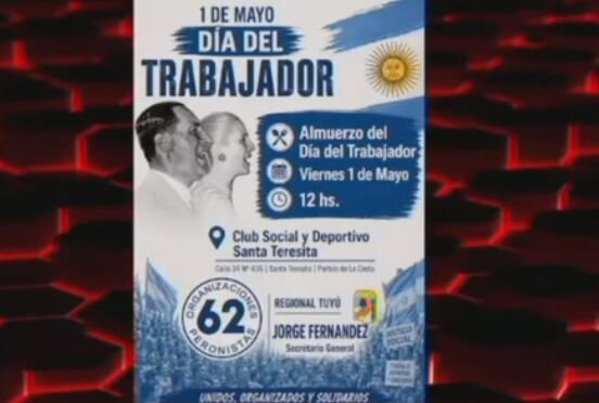Las 62 Organizaciones Peronistas realizarán un almuerzo popular este 1 de mayo en Santa Teresita