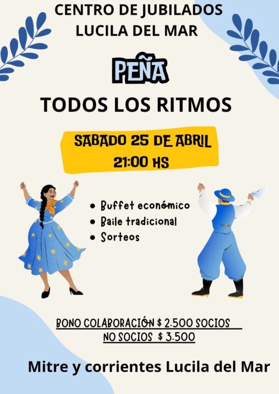 Gran peña bailable y familiar en el Centro de Jubilados de La Lucila del Mar